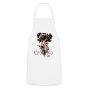 Carnet de croquis créatif d’âme de fille mignonne - Tablier de cuisine - blanc - Devant - AI Model Male 185 dark (185cm)