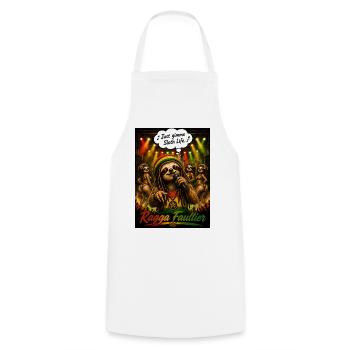 Ragga Faultier – Just Gimme Sloth Life Reggae - Kochschürze - Weiß - Vorne - AI Model Male 185 dark (185cm)