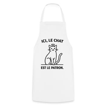  Ici Le Chat Est Le Patron - Tablier de cuisine - blanc - Devant - AI Model Male 185 dark (185cm)