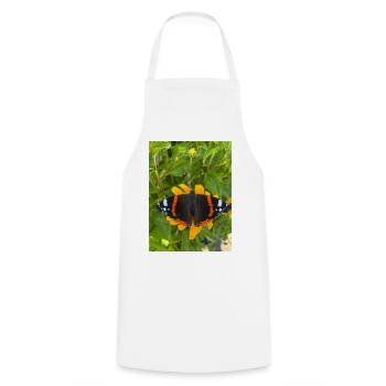 Feuerflügel-Schmetterling auf gelben Blüten - Kochschürze - Weiß - Vorne - AI Model Male 185 dark (185cm)