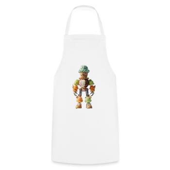Gelato Scoop Robot Waffle Mecha - Cooking Apron - white - Front - AI Model Male 185 dark (185cm)