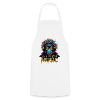Colorful Chimpanzee – My Life for Music - Cooking Apron - white - Front - AI Model Male 185 dark (185cm)
