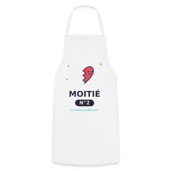 Moitié Nº2 Cœur Esquissé Rigolo - Tablier de cuisine - blanc - Devant - AI Model Male 185 dark (185cm)