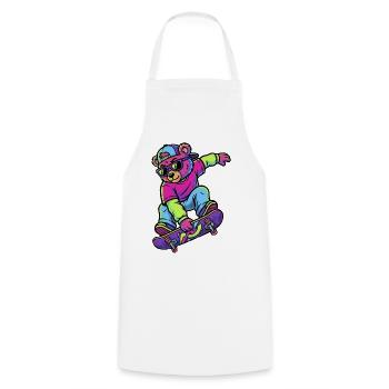 Teddybär auf einem Skateboard-Neon - Kochschürze - Weiß - Vorne - AI Model Male 185 dark (185cm)