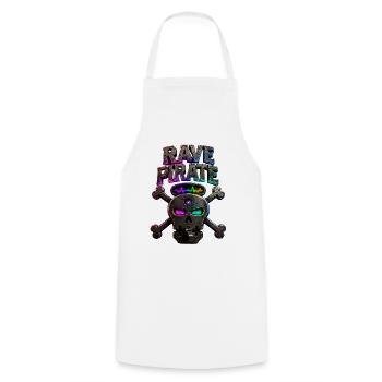 Crâne de néon pirate rave - Tablier de cuisine - blanc - Devant - AI Model Male 185 dark (185cm)