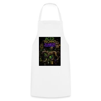 Acid Techno Junkie - Cooking Apron - white - Front - AI Model Male 185 dark (185cm)