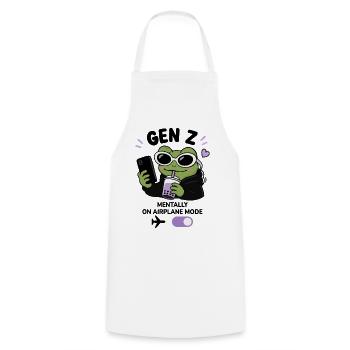 Gen Z Frog With Boba Kawaii Funny Meme Aesthetic - Cooking Apron - white - Front - AI Model Male 185 dark (185cm)