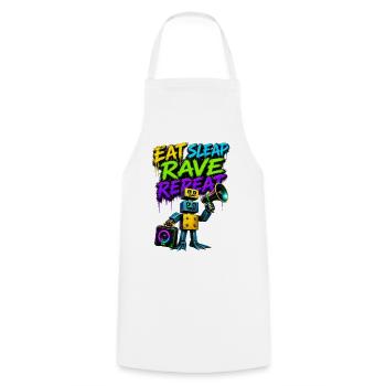 Eat Sleep Rave Repeat Graffiti Robot - Cooking Apron - white - Front - AI Model Male 185 dark (185cm)