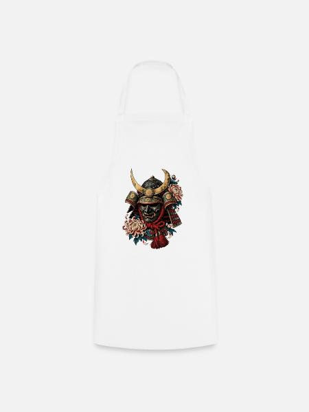 Blüten-Samurai Helm Mask - Kochschürze - Weiß