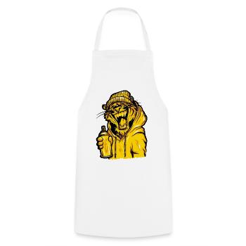 Tiger Graffiti Humor - Kochschürze - Weiß - Vorne - AI Model Male 185 dark (185cm)