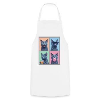 Katzen Russisch Blau Katze - Kochschürze - Weiß - Vorne - AI Model Male 185 dark (185cm)