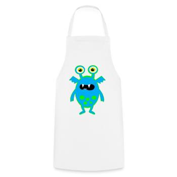 Neonblauer Monster mit großen Augen - Kochschürze - Weiß - Vorne - AI Model Male 185 dark (185cm)