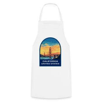 Kalifornien, USA Golden Gate Bridge Reiseabzeichen - Kochschürze - Weiß - Vorne - AI Model Male 185 dark (185cm)