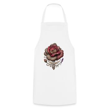 Schnitzte Rose - Kochschürze - Weiß - Vorne - AI Model Male 185 dark (185cm)