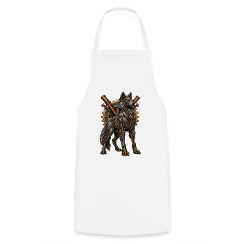 Steampunk-Wolf mit Zahnrädern - Kochschürze - Weiß - Vorne - AI Model Male 185 dark (185cm)