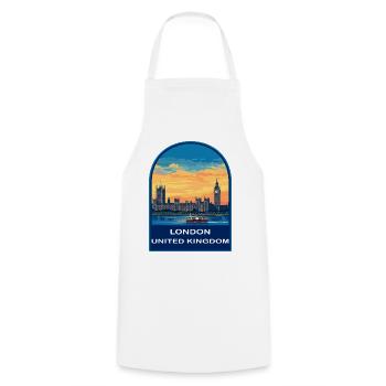 London UK Reiseabzeichen Westminster Big Ben Sonnenuntergang - Kochschürze - Weiß - Vorne - AI Model Male 185 dark (185cm)