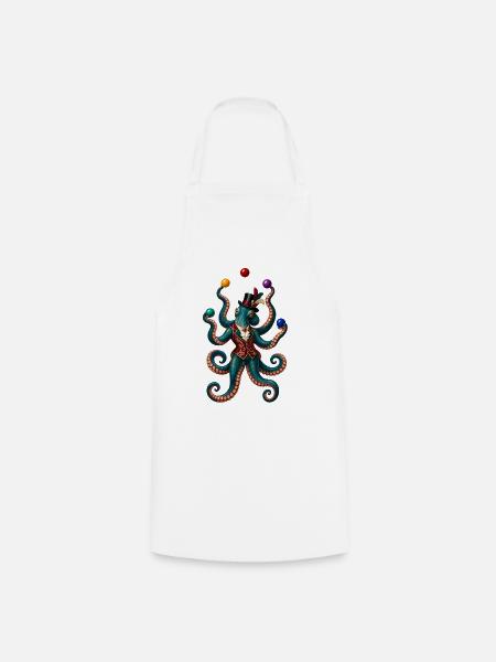 Tintenoktopus im Zylinder - Kochschürze - Weiß
