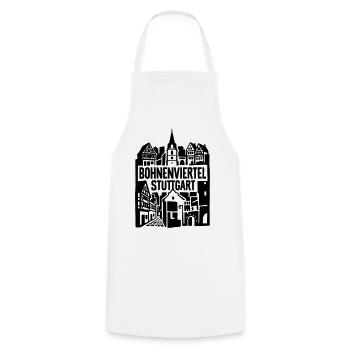 Bohnenviertel Stuttgart Skyline Silhouette - Kochschürze - Weiß - Vorne - AI Model Male 185 dark (185cm)