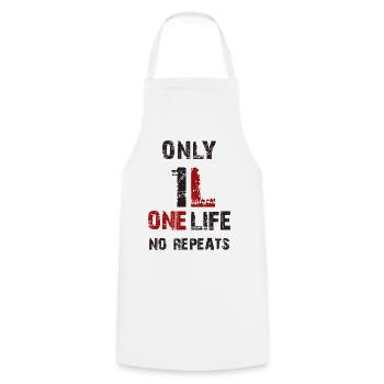 Only 1 Life No Repeats Grunge-Motivation - Kochschürze - Weiß - Vorne - AI Model Male 185 dark (185cm)