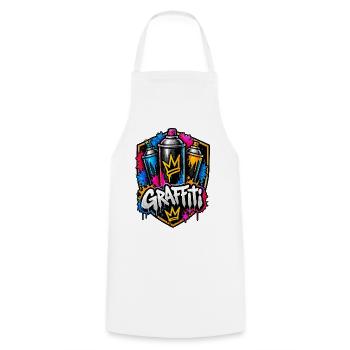 Graffiti Krone Spray Kunst - Kochschürze - Weiß - Vorne - AI Model Male 185 dark (185cm)