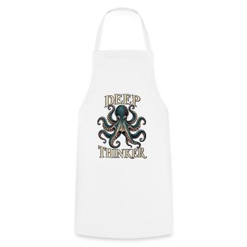 Deep Thinker – Vintage Oktopus - Kochschürze - Weiß - Vorne - AI Model Male 185 dark (185cm)