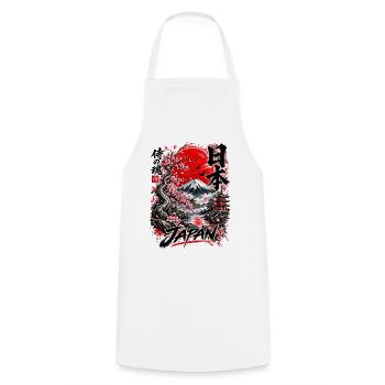Japan Samurai Spirit – Mount Fuji Design - Kochschürze - Weiß - Vorne - AI Model Male 185 dark (185cm)
