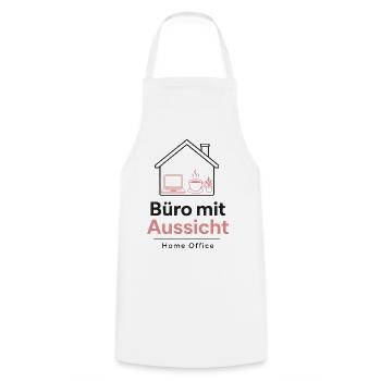 Büro mit Aussicht – Home Office - Kochschürze - Weiß - Vorne - AI Model Male 185 dark (185cm)