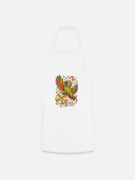 Kea mit Papierrosette und Konfetti - Kochschürze - Weiß
