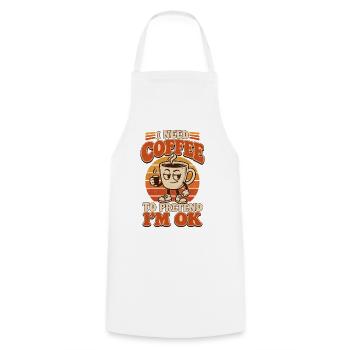 Vintage-Kaffee braucht Kaffee - Kochschürze - Weiß - Vorne - AI Model Male 185 dark (185cm)