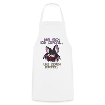 Lesende Fledermaus mit Kaffee Pixel Art - Kochschürze - Weiß - Vorne - AI Model Male 185 dark (185cm)