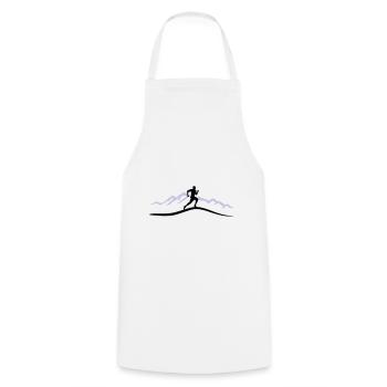 Running, Runner & Mountains - Cooking Apron - white - Front - AI Model Male 185 dark (185cm)