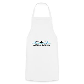Swimmer and heartbeat, just keep swimming - Cooking Apron - white - Front - AI Model Male 185 dark (185cm)
