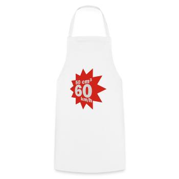 50 cc, 60 km / h - Cooking Apron - white - Front - AI Model Male 185 dark (185cm)