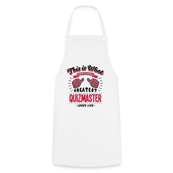 quizmaster worlds greatest looks like - Cooking Apron - white - Front - AI Model Male 185 dark (185cm)