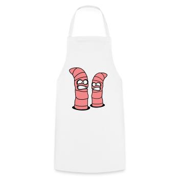 2 crazy worms - Cooking Apron - white - Front - AI Model Male 185 dark (185cm)