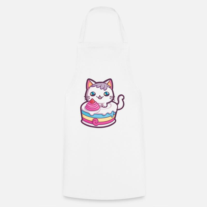 Chat gateau - Tablier de cuisine - blanc