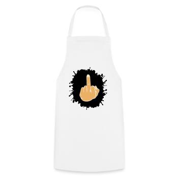 Doigt d’honneur éclaboussé - Tablier de cuisine - blanc - Devant - AI Model Male 185 dark (185cm)