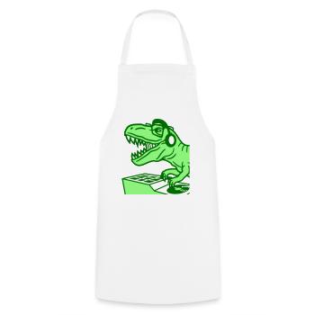 Cool Dino DJ T. Rex Dinosaure Party Club Musique - Tablier de cuisine - blanc - Devant - AI Model Male 185 dark (185cm)