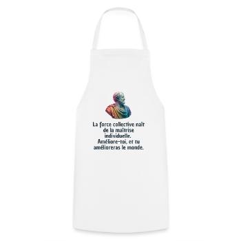 T-shirts Stoïcisme : L'inspiration à portée de soi - Tablier de cuisine - blanc - Devant - AI Model Male 185 dark (185cm)