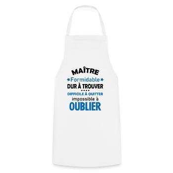 Maître formidable idée cadeau maître d'école - Tablier de cuisine - blanc - Devant - AI Model Male 185 dark (185cm)