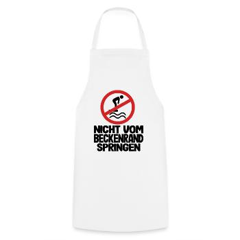 Bademeister Nicht vom Beckenrand springen Spruch - Kochschürze - Weiß - Vorne - AI Model Male 185 dark (185cm)