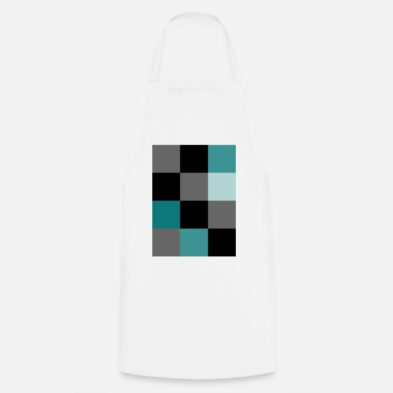 Petrol Pixel - Kochschürze - Weiß