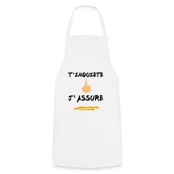 T inquiète j assure - Tablier de cuisine - blanc - Devant - AI Model Male 185 dark (185cm)