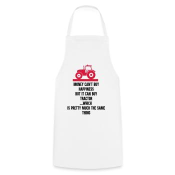 Farmer - Money can buy Tractor - Cooking Apron - white - Front - AI Model Male 185 dark (185cm)