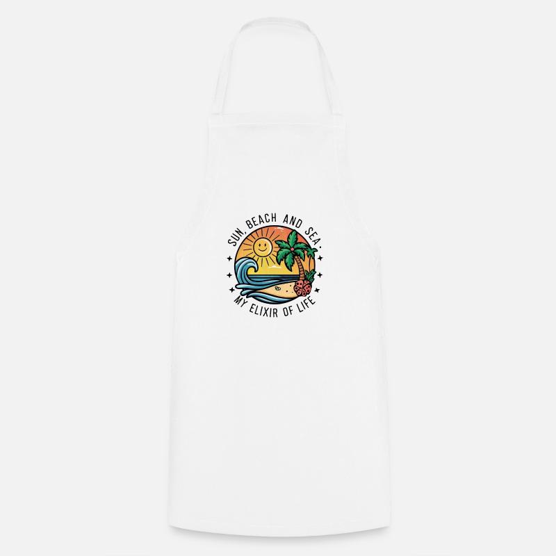 Le soleil, la plage et la mer - mon élixir de vie - Tablier de cuisine - blanc