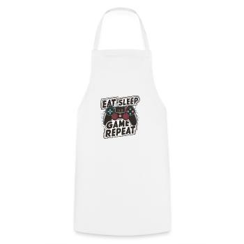 Eat, Sleep, Game, Repeat - Cooking Apron - white - Front - AI Model Male 185 dark (185cm)