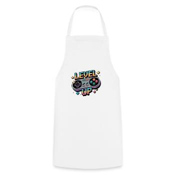 Level Up – Gaming Controller - Cooking Apron - white - Front - AI Model Male 185 dark (185cm)