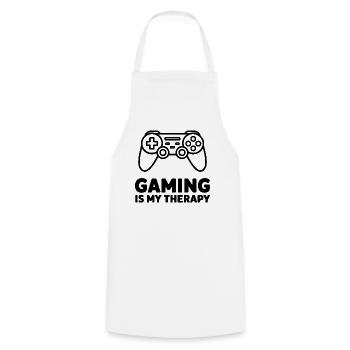 Gaming is my Therapy – Minimalist Controller - Cooking Apron - white - Front - AI Model Male 185 dark (185cm)