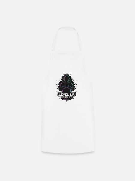 Level Up Your Life – Gamer-Silhouette - Kochschürze - Weiß