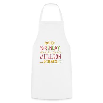 Anniversaire. - Tablier de cuisine - blanc - Devant - AI Model Male 185 dark (185cm)